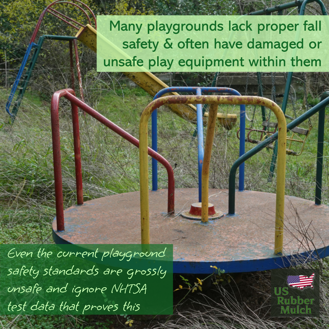 Unsafe playground with weeds